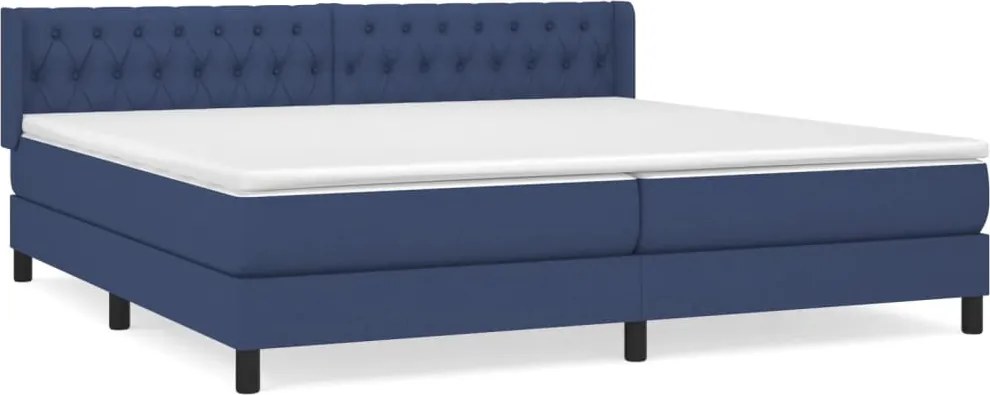 vidaXL kék szövet rugós ágy matraccal 200 x 200 cm