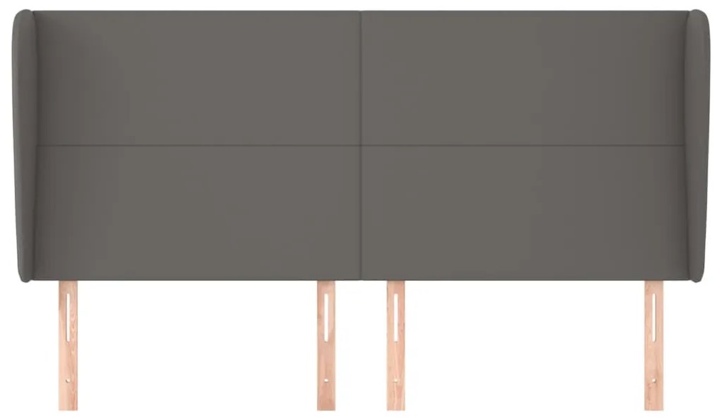 szürke műbőr fejtámla szárnyakkal 183x23x118/128 cm