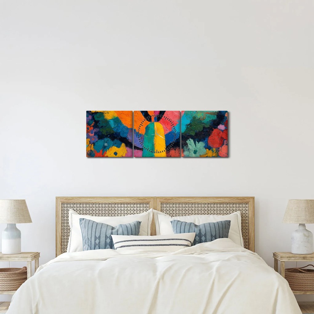 Kép - Absztrakt angyal virágokkal (órával) (90x30 cm)