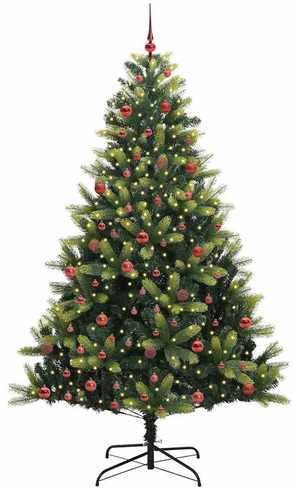 Mesterséges Hajlított Karácsonyfa 300 LED-del Zöld 210 cm