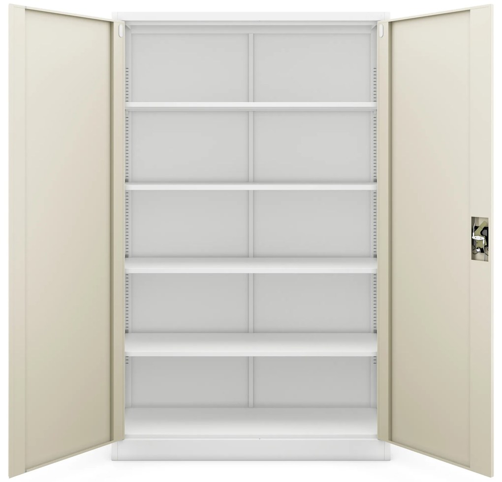 Fém irodai iratszekrény, széles, fehér/sonoma tölgy, 1150x1850x400 mm: JAN II Eco Design