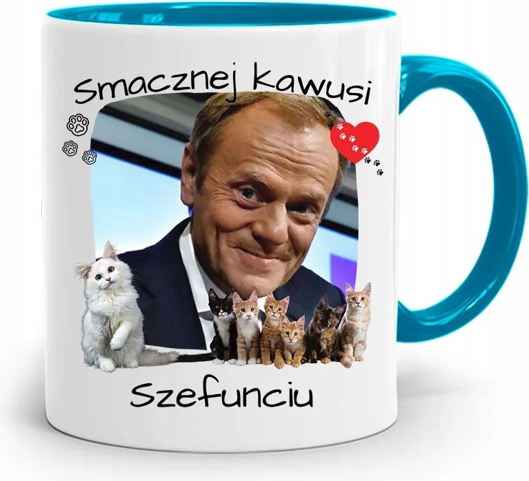 Donald Tusk Kék Bögre Platform Ajándék fényképes nyomtatással