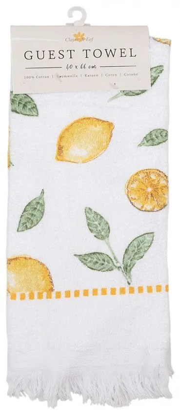 Konyhai kéztörlő pamut fehér citrom mintás Lemons & Leafs