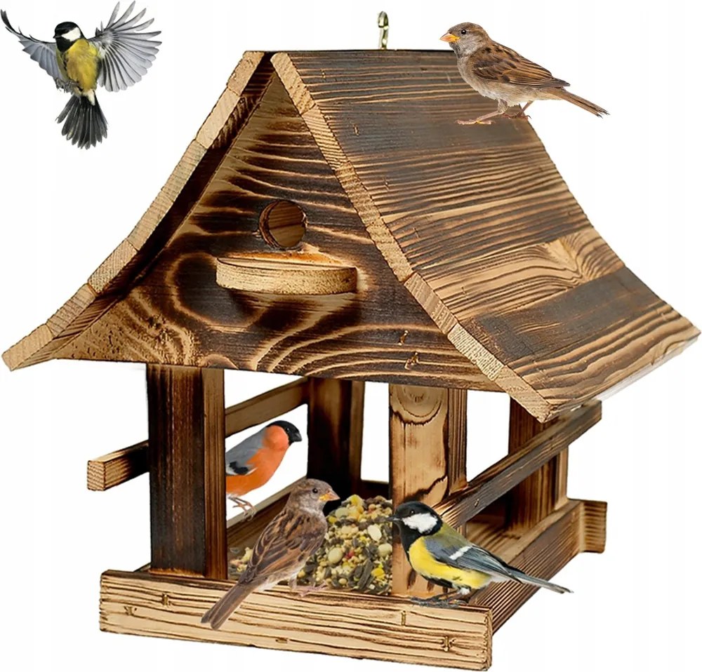 Tömör Fa Madáretető XXL Kampó fa 25x26x30CM