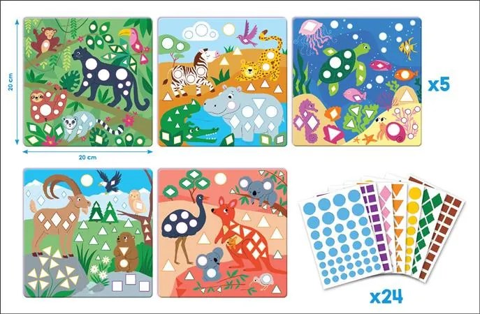 Matrica készlet, geometriai, MAPED CREATIV Geometric Stickers, a világ állatai (IMAC906915)