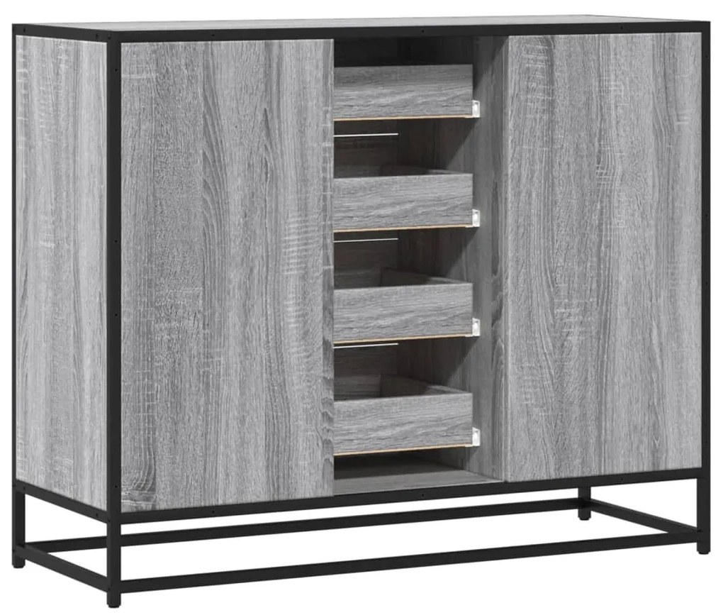 szürke sonoma színű szerelt fa tálalószekrény 92 x 35 x 76 cm