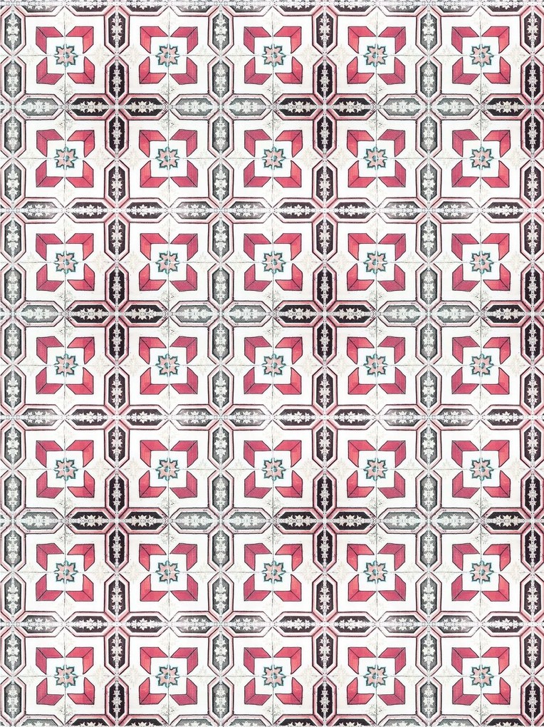 Fotótapéta Geometriai négyzetek és virágok Szimmetria Minta 206x275 +ragasztó