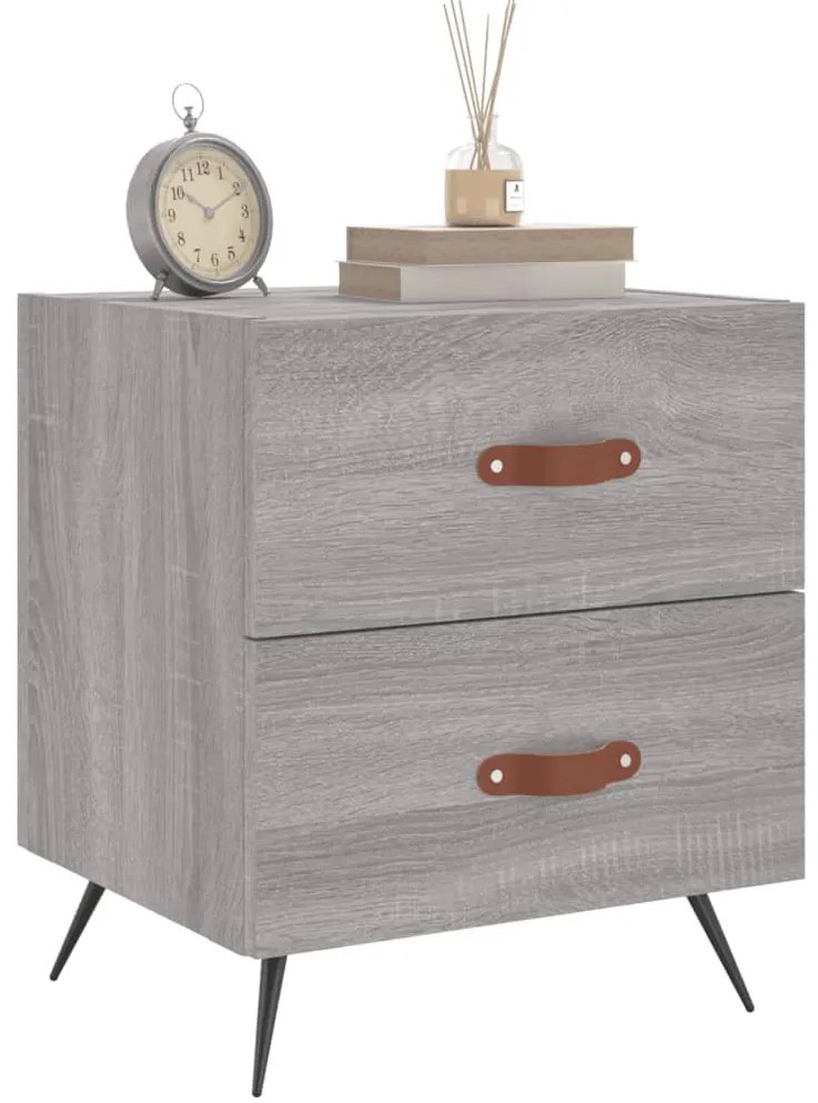 2 db szürke sonoma színű szerelt fa éjjeliszekrény 40x35x47,5cm