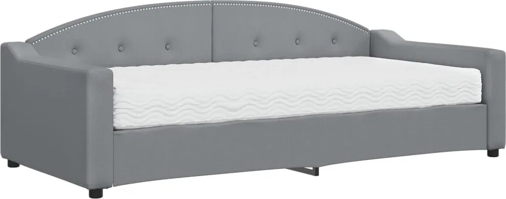 vidaXL világosszürke szövet kanapéágy matraccal 90x200 cm