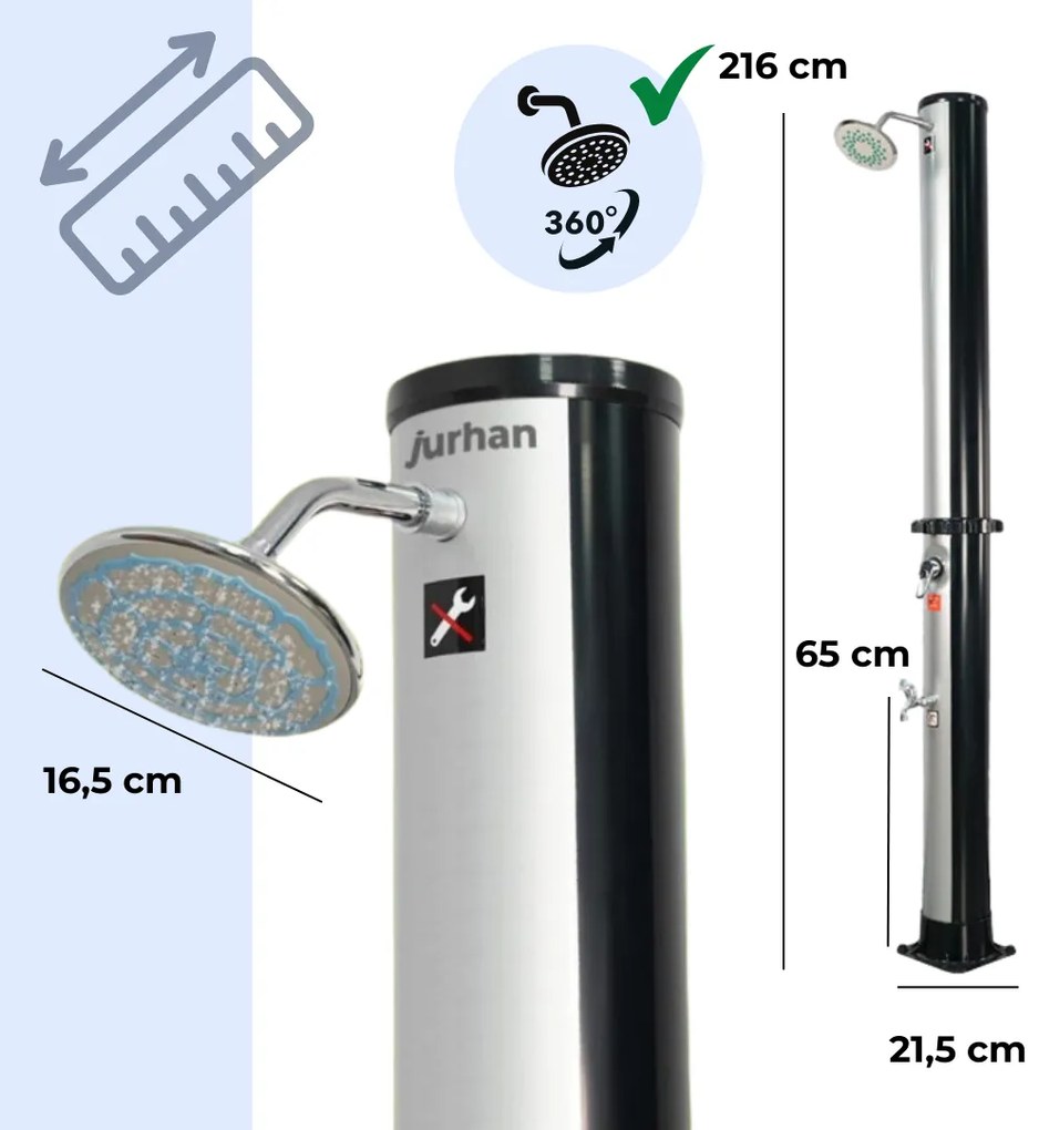KARIBIK napelemes zuhany, 35l, ezüst/fekete Jurhan