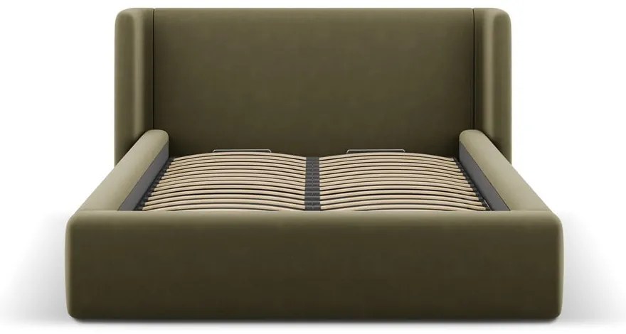 Zöld kárpitozott ágyneműtartós franciaágy ágyráccsal 200x200 cm Jason – Windsor & Co Sofas