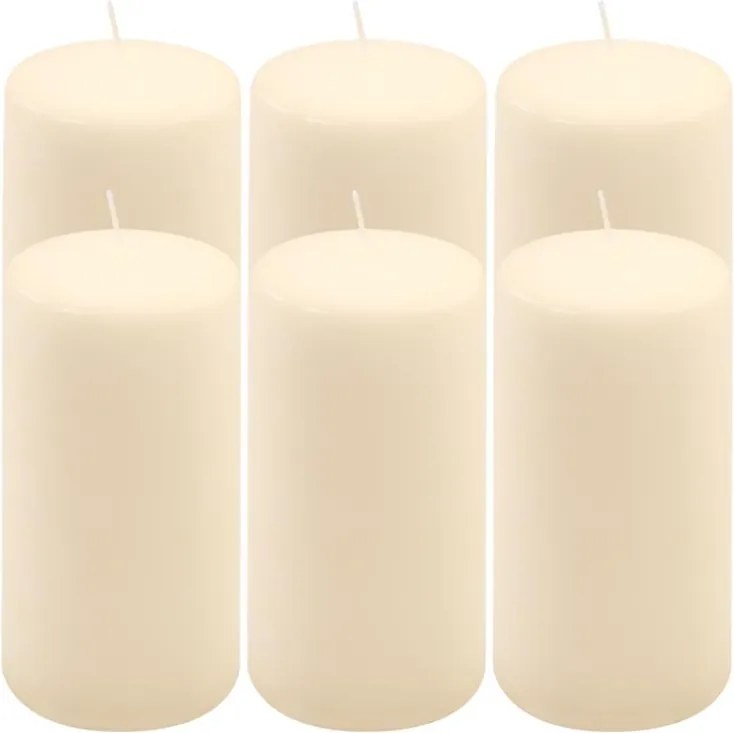 Gyertya készlet 15 cm Ø 7,5 cm 6 db krém szín