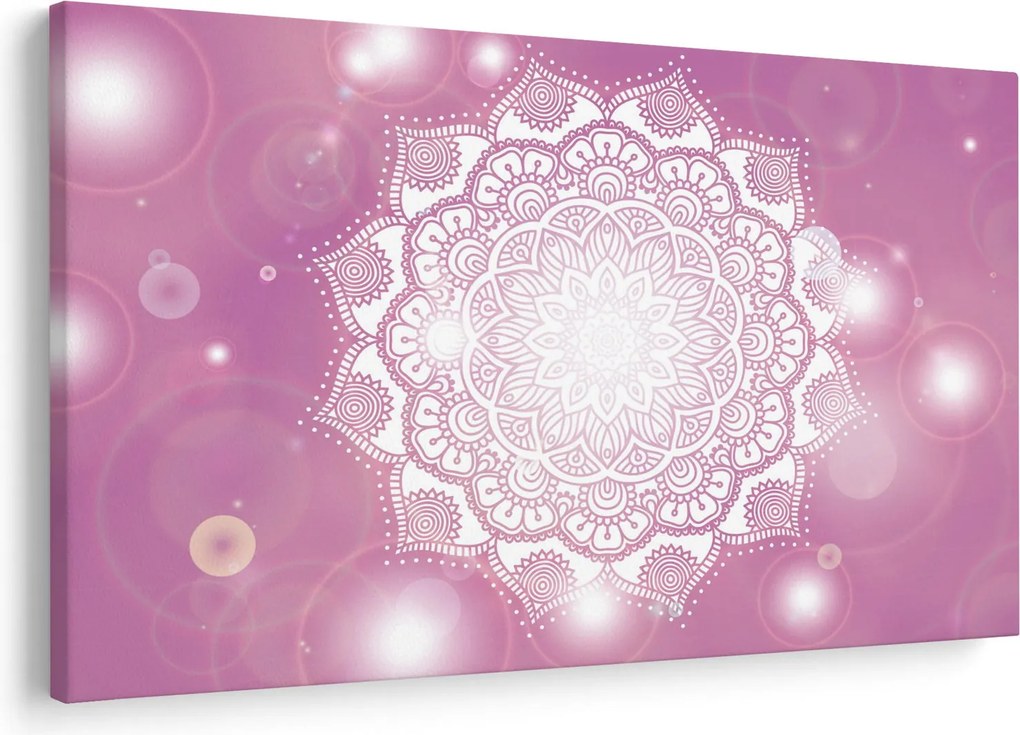 Egy mandala képe rózsaszín háttérrel (90x60 cm)