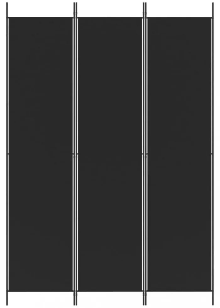 3 paneles fekete szövet térelválasztó 150x220 cm