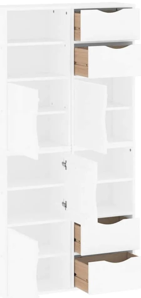 4 db fehér tömörfa fenyőfa oldalsó szekrény ODDA 40x24x79 cm