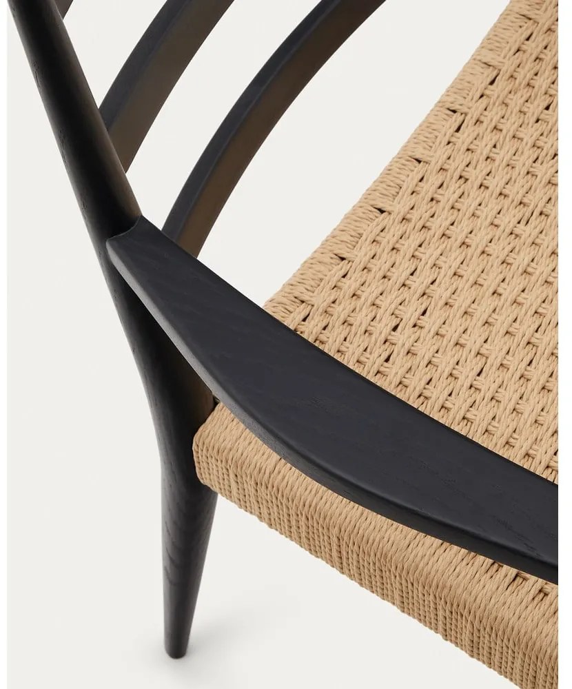 Fekete-natúr színű tölgyfa étkezőszék szett 2 db-os Analy – Kave Home