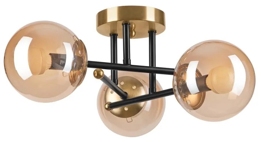 Lamkur Felületre szerelhető csillár  MALENA 3xE14/5W/230V arany/fekete/füstös bézs LA49373