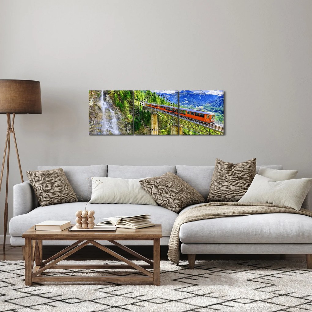 Kép - Matterhorn, Zermatt, Valais, Svájc (órával) (90x30 cm)