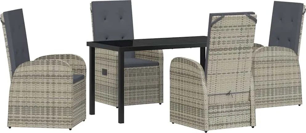 vidaXL Kert étkező szett párnával 5 pcs Szürke polirattan