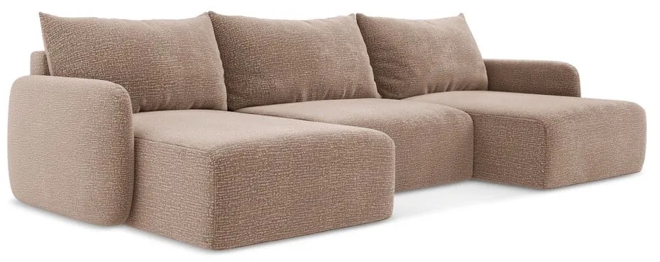 Világosbarna kinyitható-tárolóhelyes sarokkanapé Kalena – Makamii