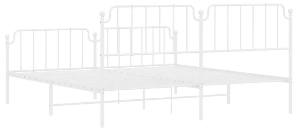 fehér fém ágykeret fej- és lábtámlával 200 x 200 cm