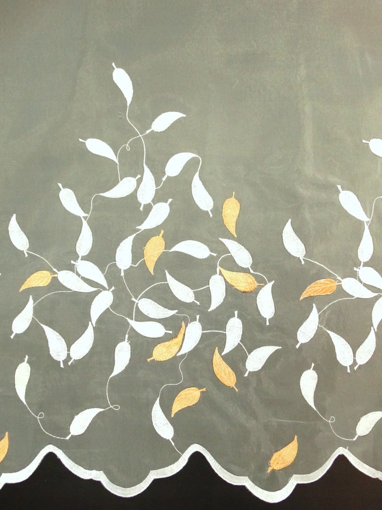 Mg Függöny Levél organza Fehér Hímzés Narancs 120cm 2,3mb Kupon