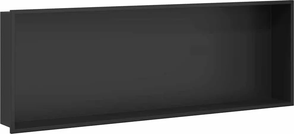 vidaXL Zuhany Niche Fekete 90 x 30 x 9,5 cm Rozsdamentes acél