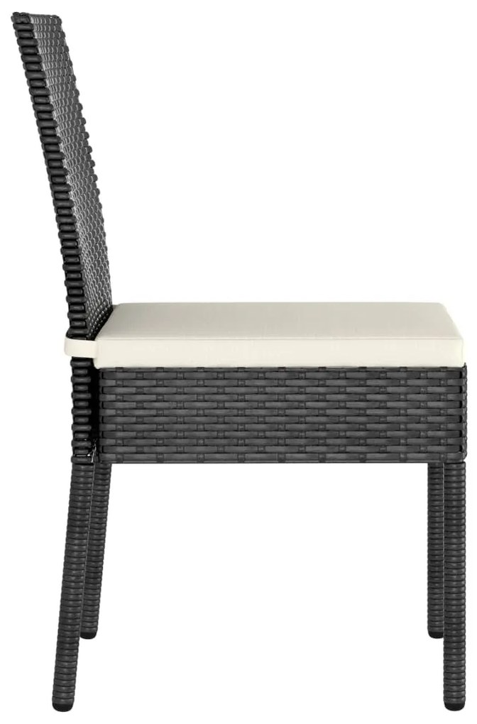 4 db fekete polyrattan kerti étkezőszék