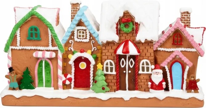 Karácsonyi Dekoráció Jelenet Házikókkal Led Zene 32cm Karácsonyi Ajándék