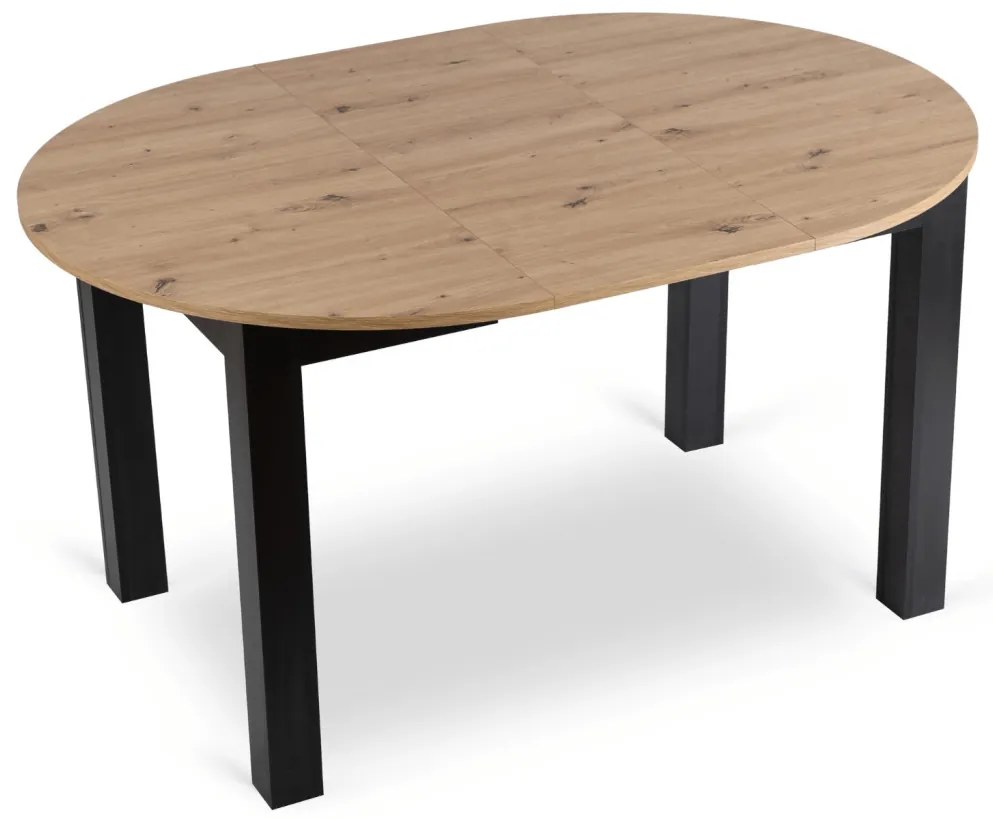 Étkezőszett HARRY asztal 102–142 cm artisan tölgy/fekete + 4 ROBIN 2 szék szürke