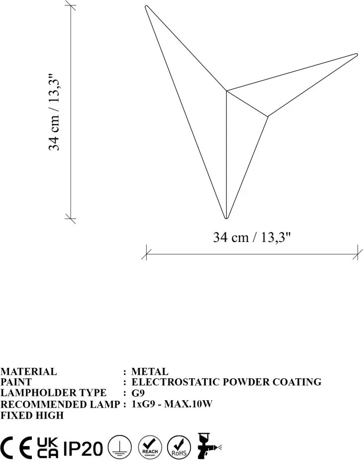 Bird, fali lámpa, arany