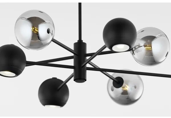 Jupiter 1975 - Csillár rúdon MOKA 4xGU10/10W/230V + 4xG9/10W/230V fekete/króm