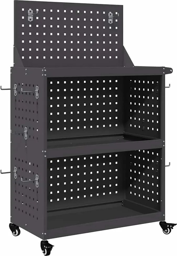 vidaXL Eszköz Kocsi Fekete 65 x 35 x 111 cm Hidegen hengerelt acél