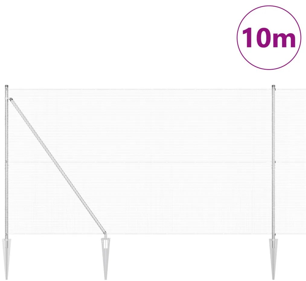 Hegesztett Drót Kerítés 7 Cövek Posttal 1.5x10 m Horganyzott Acél