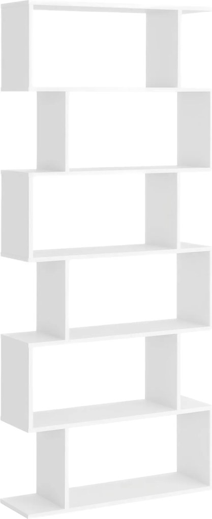 HOMCOM Modern Könyvespolc 6 Polccal Étkezőbe, Nappaliba és Tanulmányhoz 80x23x192 cm Fehér | Aosom