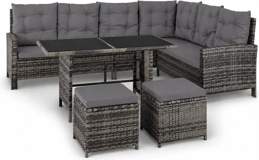 Avenberg BARLETTA Nagy luxus kerti rattan szett - szürke/sötétszürke