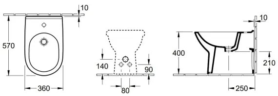 Villeroy & Boch 54610001 - Álló bidé O.NOVO 57x36 cm kerámia/fehér