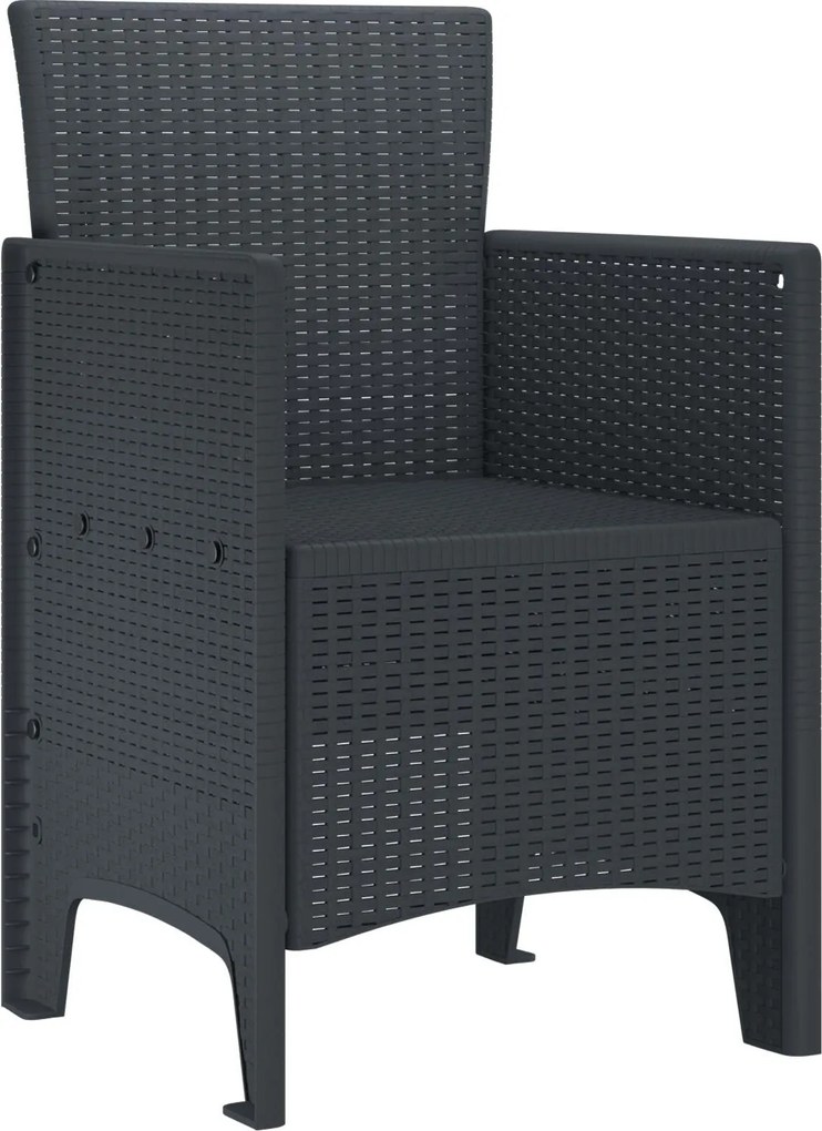 vidaXL Kerti Szék párnával 4 pcs Antracit 53 x 49 x 85 cm Polipropilén