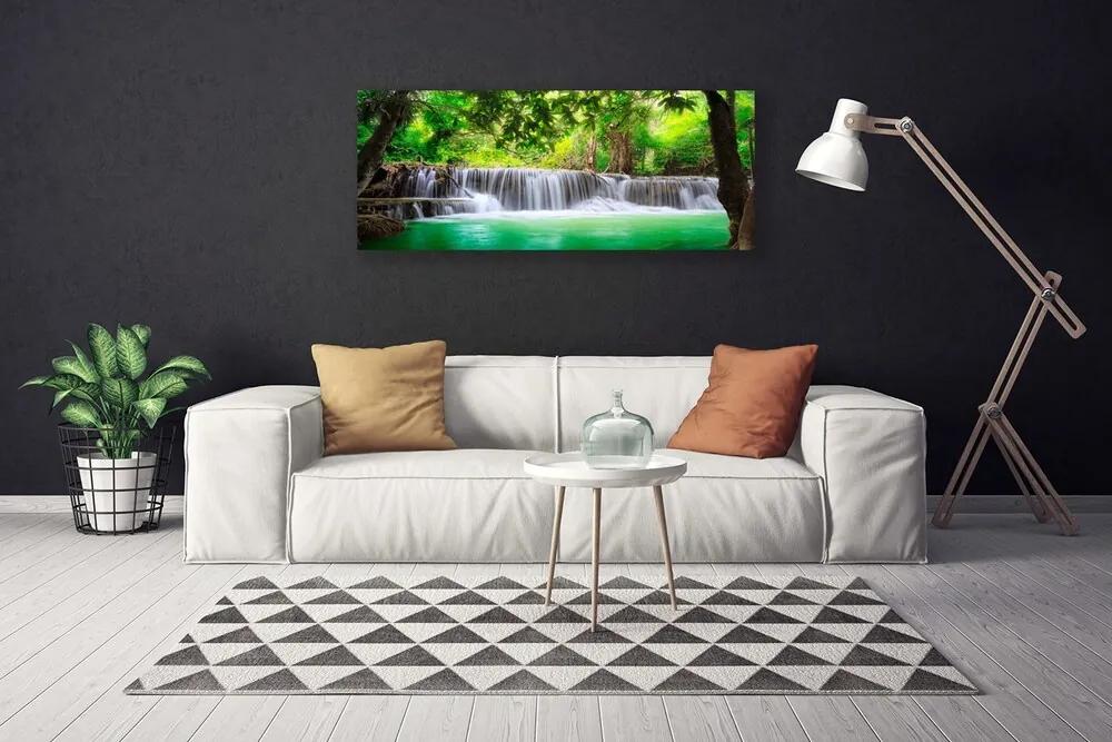 Vászonkép nyomtatás Vízesés Lake Forest Nature 125x50 cm