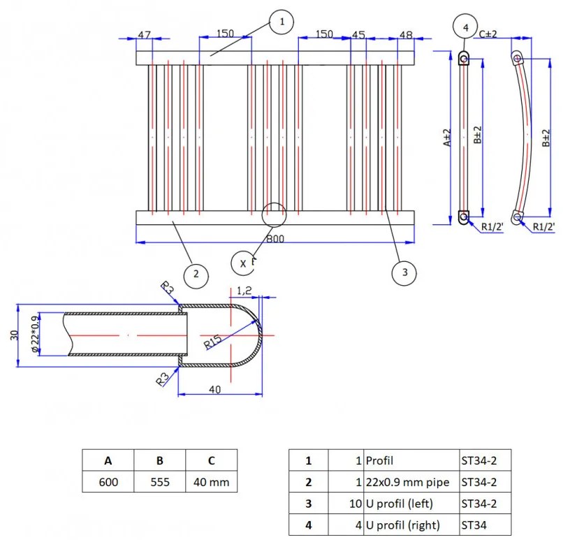 Törölközőszárító radiátor 60 x 80 cm - Nero Italia (szürke)