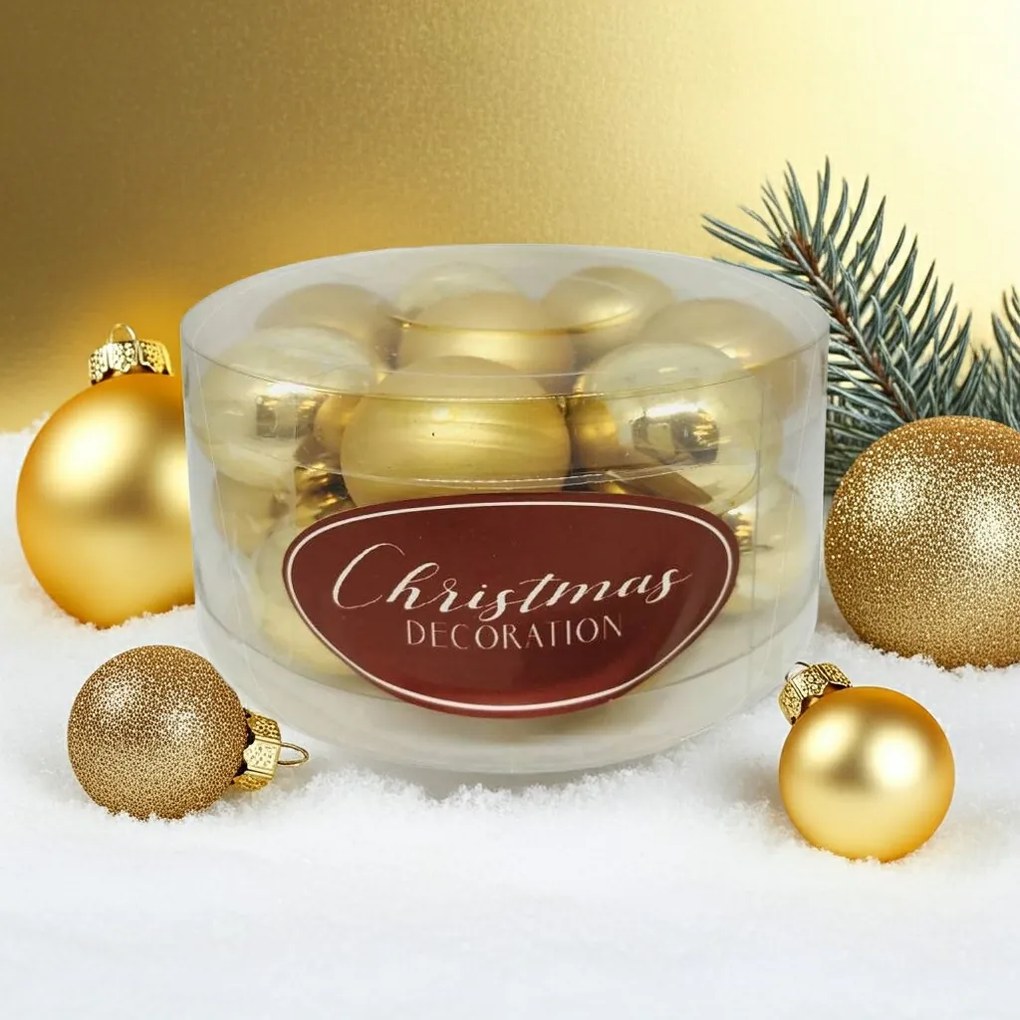 Aranyszínű üveg karácsonyi gömb szett 16*3cm
