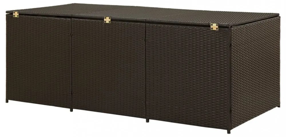 barna polyrattan kerti tárolóláda 180 x 90 x 70 cm