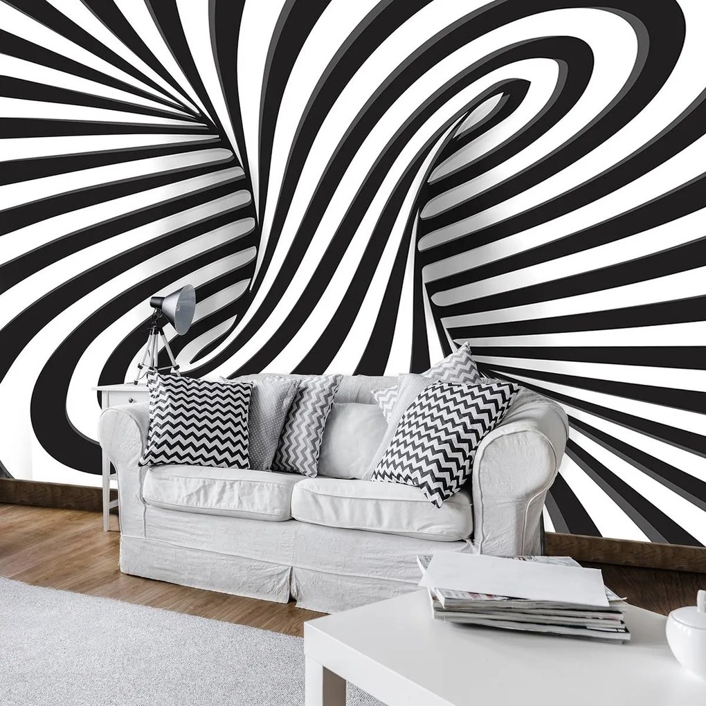 Fotótapéta - Fehér és fekete 3D körözés (152,5x104 cm)