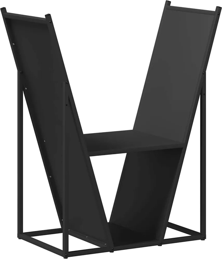 vidaXL fekete hidegen hengerelt acél tűzifatároló 69,5x35x81 cm