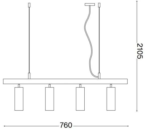 Ideal Lux - LED Csillár zsinóron DYNAMITE 4xGU10/7W/230V CRI 90 fekete