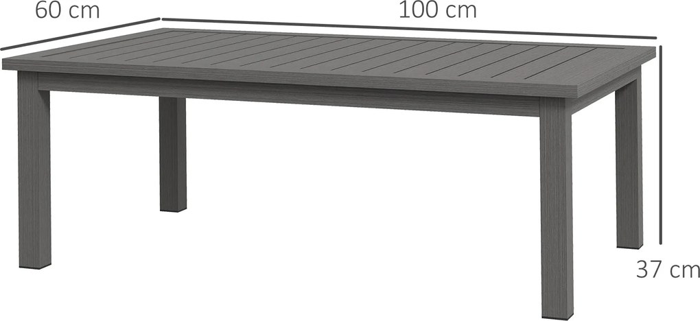 Outsunny Téglalap alakú Kávézó Asztal Kert Asztal Rácsozott Felsőrésszel Beltéri / Kültéri Használatra, Alumínium, Barna, 100L x 60W x 37H cm | Aosom