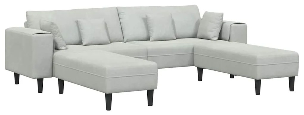 Bársony Kanapé párnával 3 pcs Világosszürke 208 cm Bársony