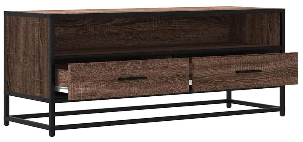 barna tölgy színű szerelt fa és fém TV-szekrény 100x34,5x40 cm