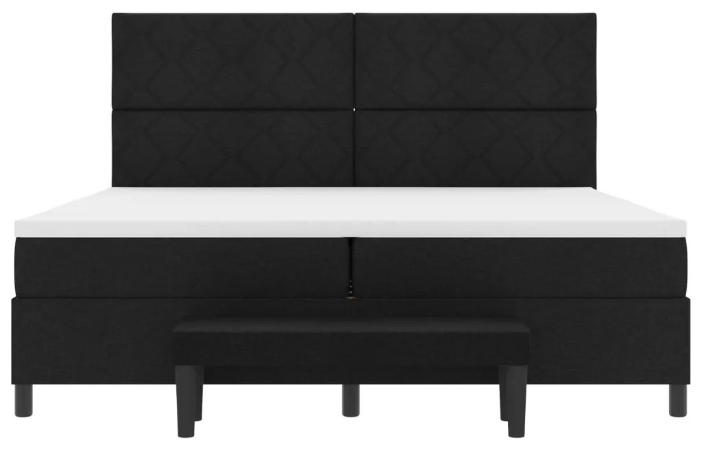 Box Spring Ágy Matraccal és Pad fekete 200x200 cm Szövet
