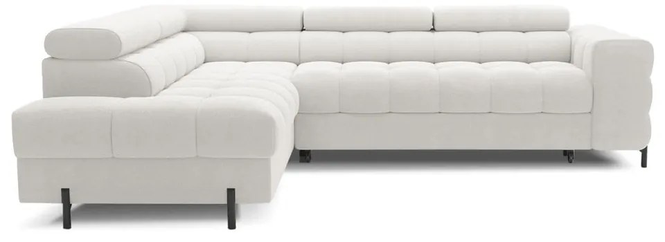 Krémszínű buklé kinyitható-tárolóhelyes sarokkanapé (bal oldali-L alakú) Ferucce – ELTAP